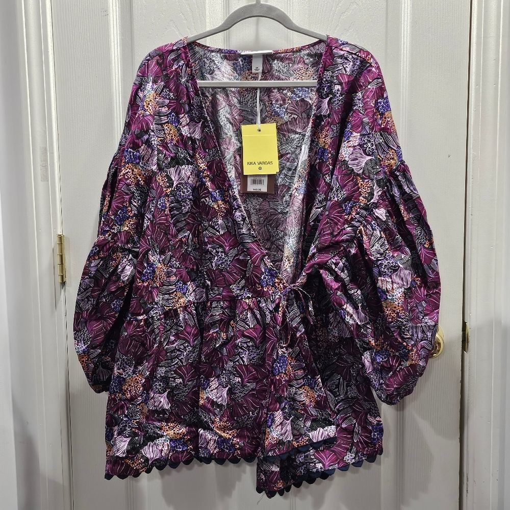 NWT Women's Kika Vargas x Target Purple Floral Peplum Top Size 3X